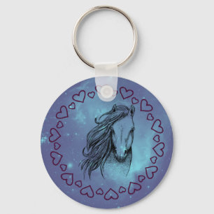Porte-clés Cheval Galaxy & Cœurs 