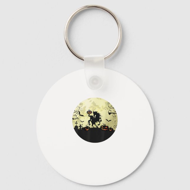 Porte-clés cheval halloween cavalier sans tête Citrouille et  (Recto)
