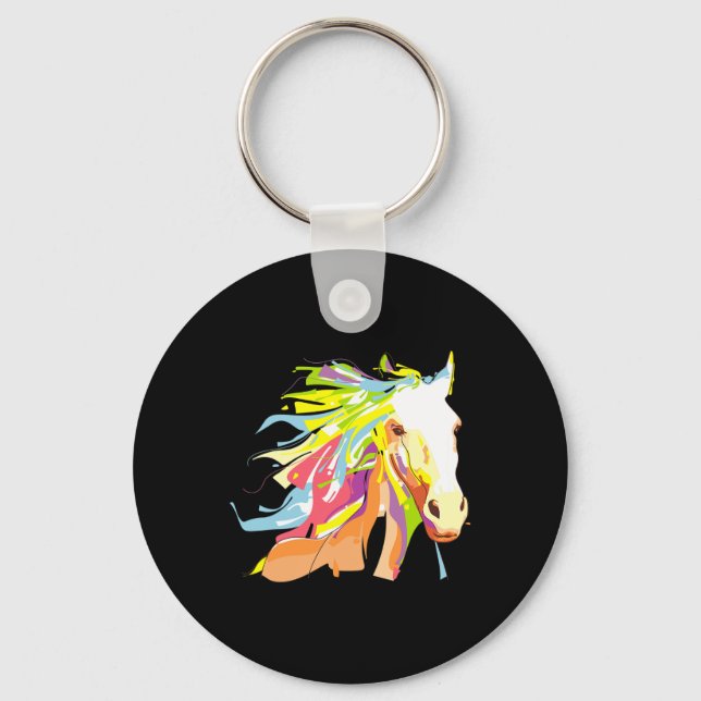 Porte-clés Cheval Head Rainbow Art (Recto)