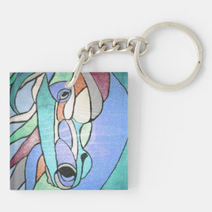 Porte-clés Cheval métallique en Porte - clé bleu
