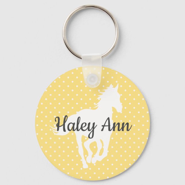 Porte-clés Cheval Silhouette Nom Pois (Recto)