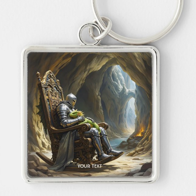 Porte-clés Chevalier de dragon de grotte fantaisiste mignon (Devant)