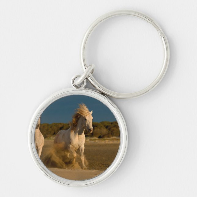 Porte-clés Chevaux blancs fonctionnant sur la plage | (Devant)