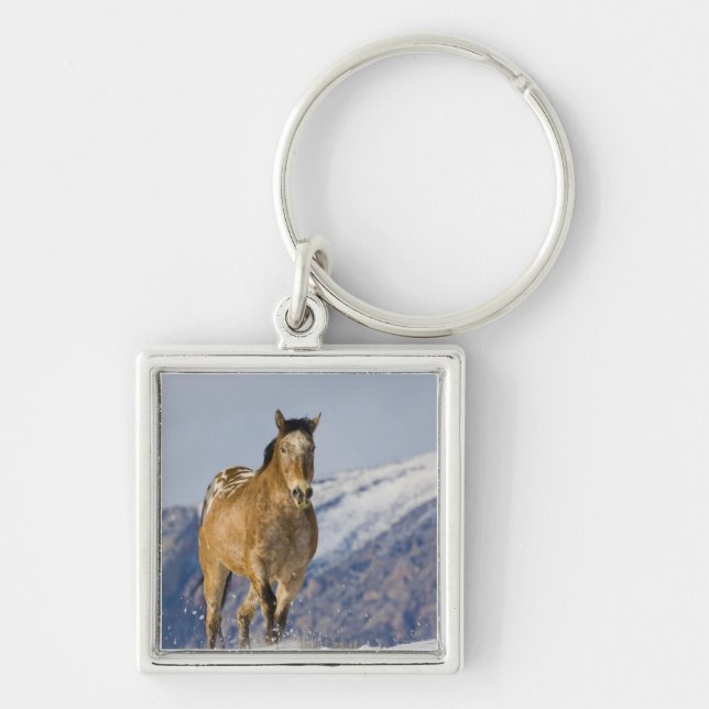 Porte-clés Chevaux courant dans la neige (Devant)