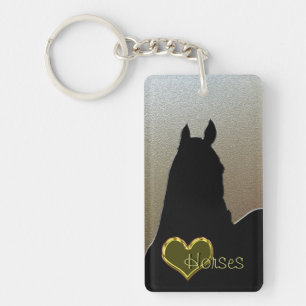 Porte-clés Chevaux de coeur I (coeur d'or) Porte - clé