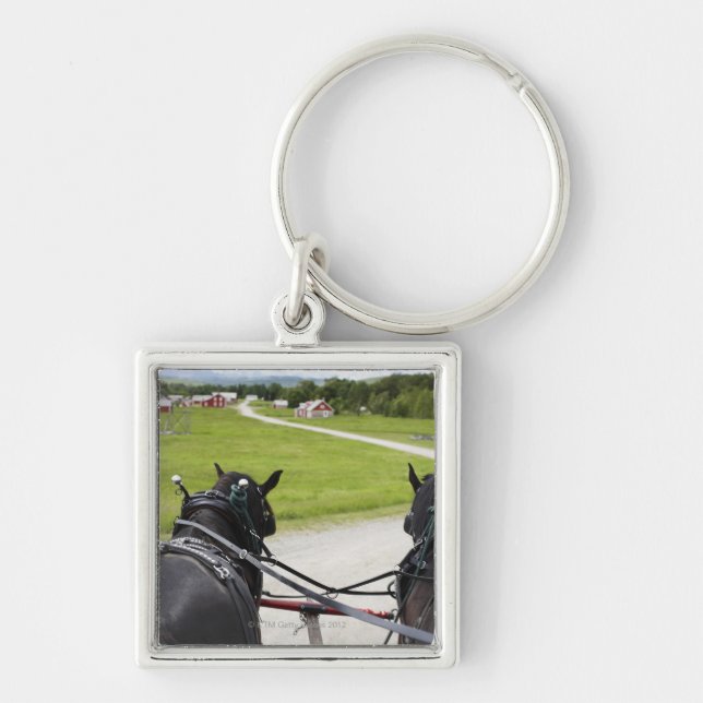 Porte-clés Chevaux de Perchon tirant le chariot contre (Devant)