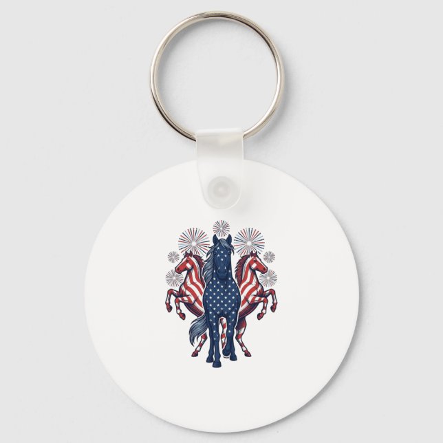 Porte-clés Chevaux patriotiques Conception vectorielle de feu (Recto)
