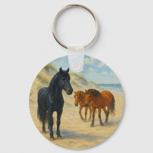 Porte-clés Chevaux sauvages de Corolla Caroline du Nord Aquar