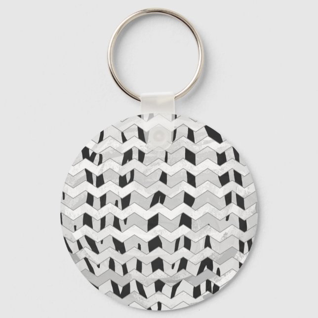 Porte-clés Cheveron Tiger Black and White Print (Recto)