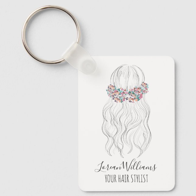 Porte-clés Cheveux Boho Coiffeur de Mariage Floral Romantique (Recto)