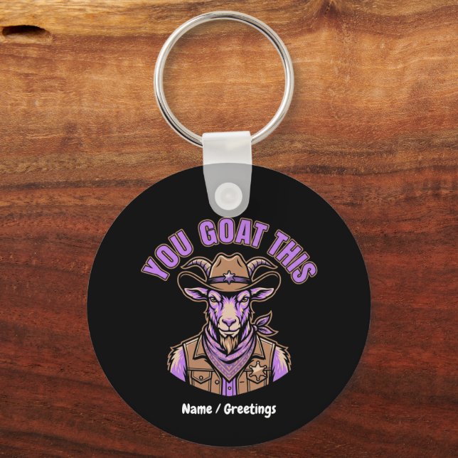 Porte-clés Chèvre de cow-boy drôle Pun motivationnel Création (Recto)