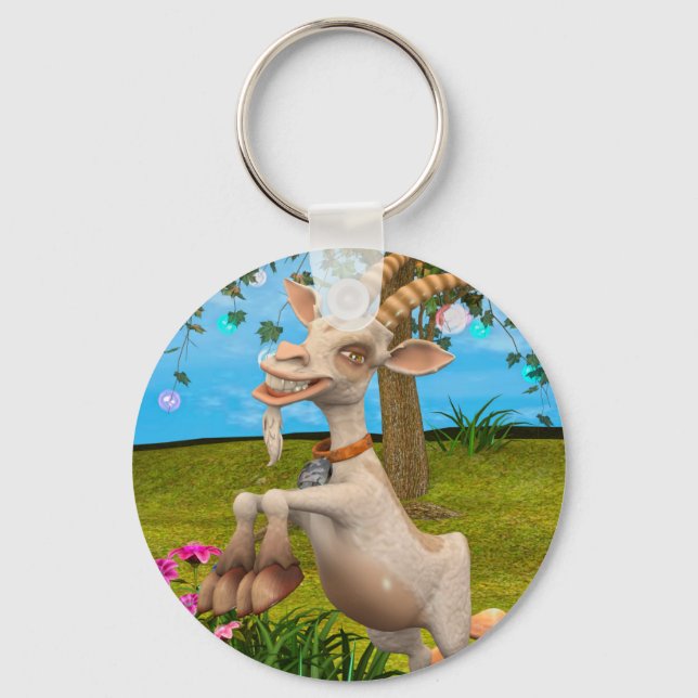 Porte-clés Chèvre de dessin animé drôle Art d'animal de jardi (Recto)