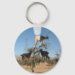 Porte-clés Chèvres drôles dans un arbre