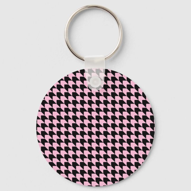 Porte-clés Chevron Checks rose et noir (Recto)