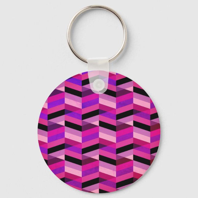 Porte-clés Chevron/Herringbone abstrait | Violets et Violet (Recto)