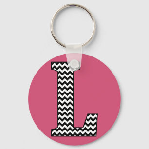 Porte-clés Chevron L Monogram noir et blanc Porte - clé de ba