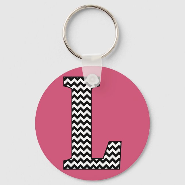 Porte-clés Chevron L Monogram noir et blanc Porte - clé de ba (Recto)