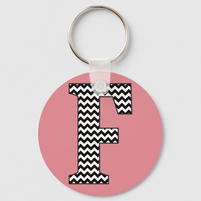 Porte-clés Chevron noir et blanc F Monogramme Porte - clé de  (Recto)