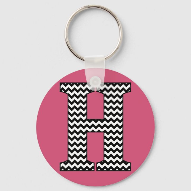 Porte-clés Chevron noir et blanc H Monogram Porte - clé de ba (Recto)