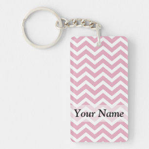 Porte-clés chevron rose et blanc