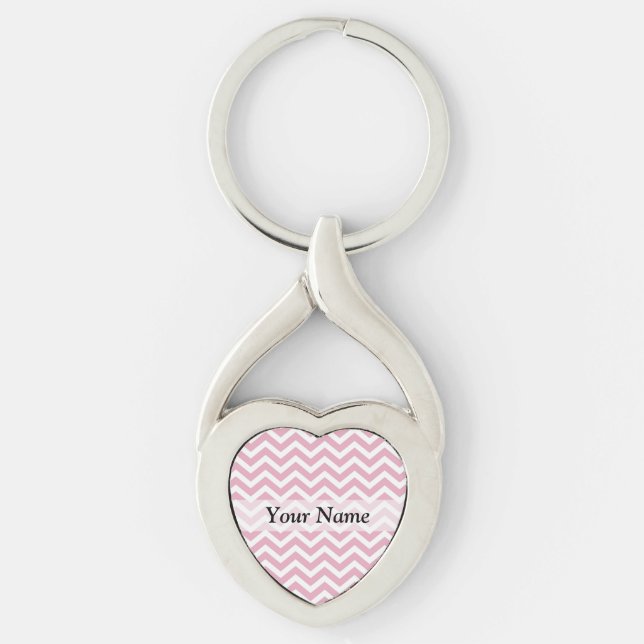 Porte-clés chevron rose et blanc (Devant)