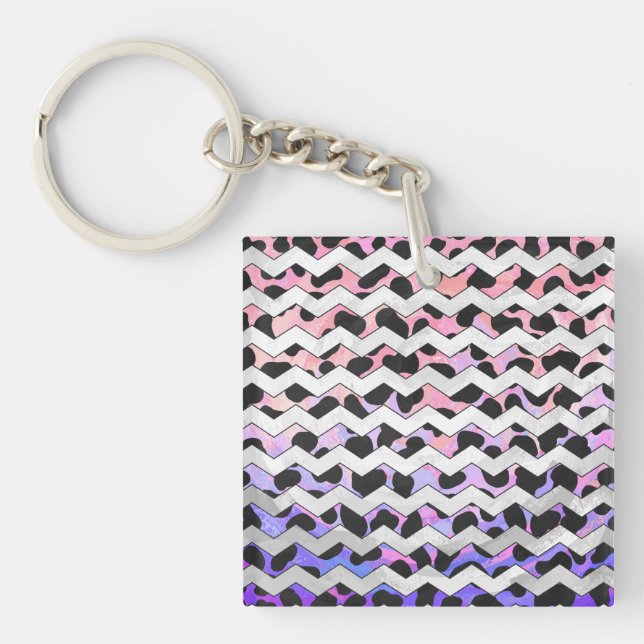 Porte-clés Chevron rose et noir Dalmation (Devant)