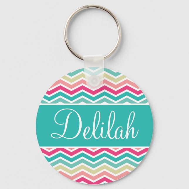 Porte-clés Chevron rose Turquoise (Recto)