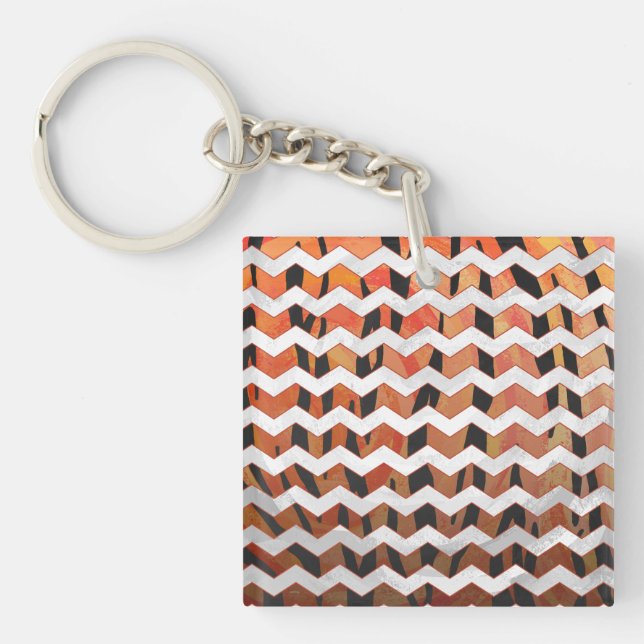 Porte-clés Chevron Tiger chaud orange et noir (Devant)