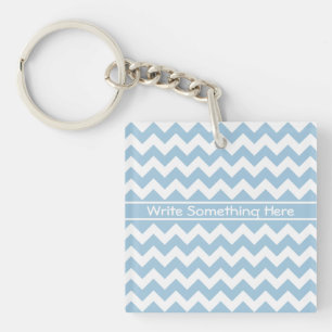 Porte-clés Chevrons bleu pâle et blanc