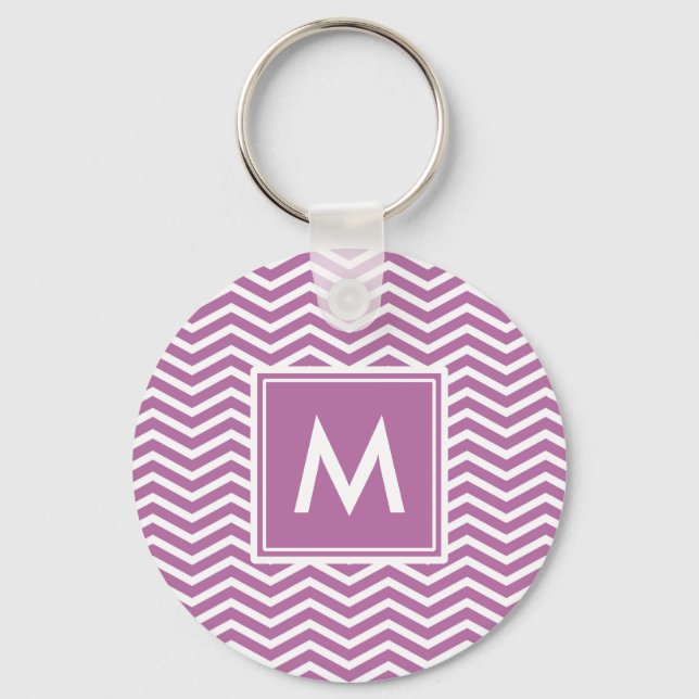 Porte-clés Chevrons Violets Modernes et Audacieux Avec Monogr (Recto)