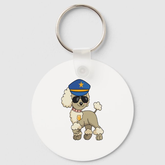Porte-clés Chibi Anime Police Poodle Chien (Recto)