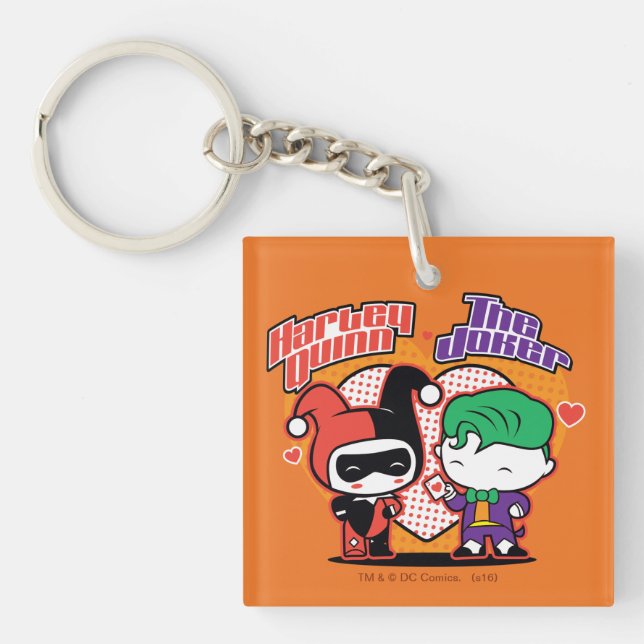 Porte-clés Chibi Harley Quinn & Chibi Joker Coeurs (Devant)