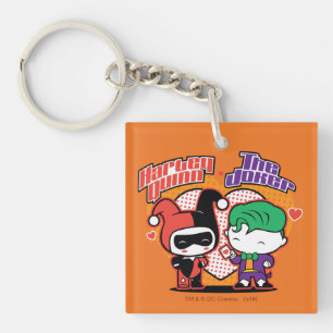 Porte-clés Chibi Harley Quinn et Chibi Coeurs joker