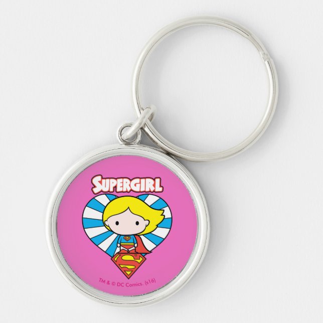 Porte-clés Chibi Supergirl Starburst Coeur et logo (Devant)