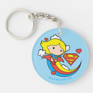 Porte-clés Chibi Supergirl volant arc-en-ciel