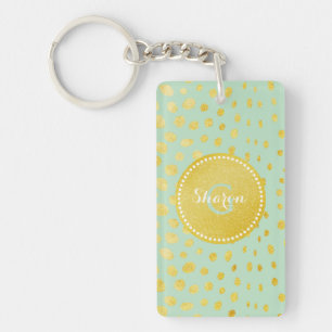 Porte-clés Chic faux or brillant guépard imprimé monogramme