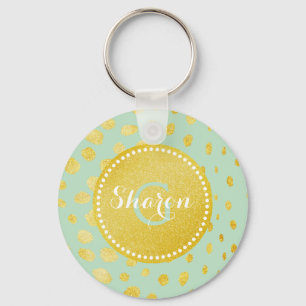 Porte-clés Chic faux or brillant guépard imprimé monogramme