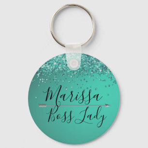 Porte-clés Chic Glittery Turquiose Boss Lady
