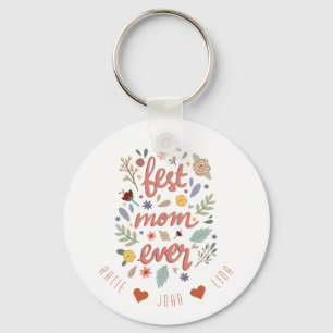 Porte-clés Chic Meilleure maman jamais Calligraphie Florale