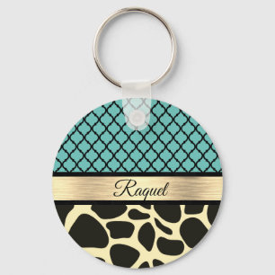 Porte-clés Chic Quatrefoil Giraffe Print 