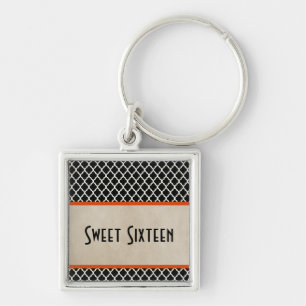 Porte-clés Chic Quatrefoil Sweet 16 Porte - clé, Orange