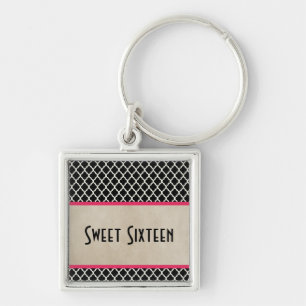 Porte-clés Chic Quatrefoil Sweet 16 Porte - clé, Rose