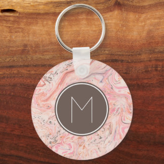 Porte-clés Chic rose beige gris marbre Monogramme