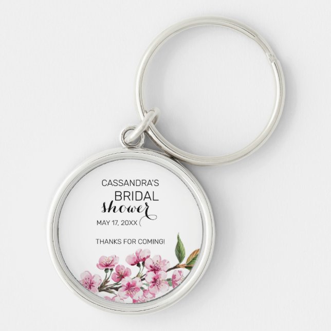 Porte-clés Chic rose Sakura Floral Fête des mariées Merci (Devant)