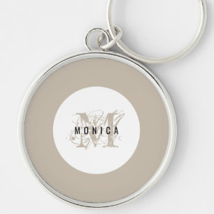 Porte-clés Chic rustique moderne Monogramme beige