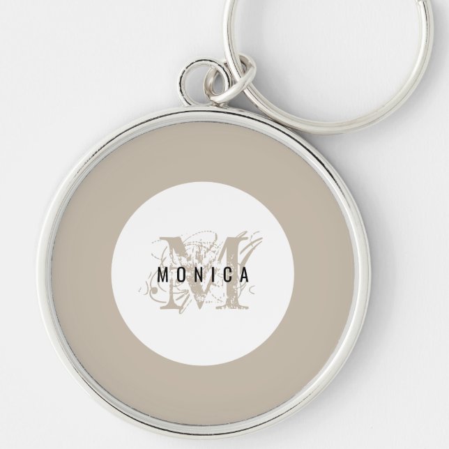 Porte-clés Chic rustique moderne Monogramme beige (Devant)