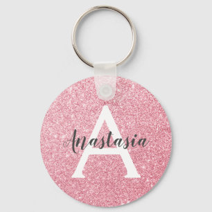 Porte-clés Chic & Tendance Rose Gold Paillettes Monogramme