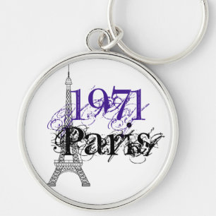 Porte-clés Chic violet Paris Tour Eiffel 50e anniversaire