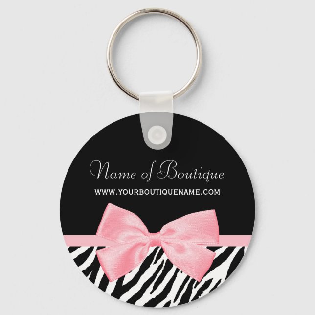 Porte-clés Chic Zebra Print Boutique Light True Pink Ribbon (Recto)