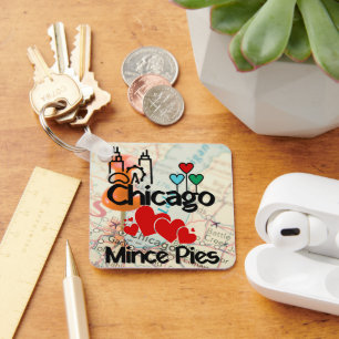 Porte-clés Chicago aime Mince Pies Cityscape